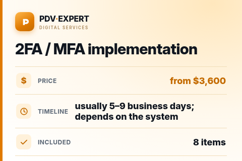 2FA / MFA implementation — price, timeline & scope