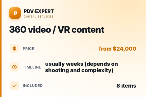 360 video / VR content — price, timeline & scope