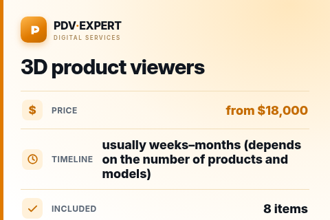 3D product viewers — price, timeline & scope