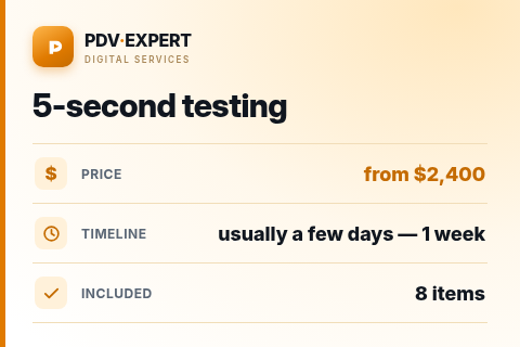 5-second testing — price, timeline & scope