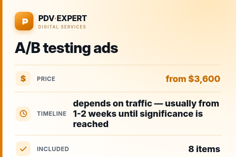 A/B testing ads — price, timeline & scope