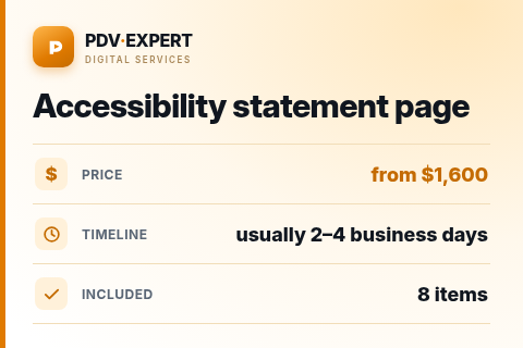 Accessibility statement page — price, timeline & scope