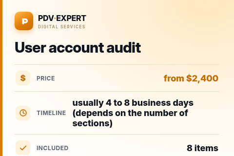 User account audit — price, timeline & scope