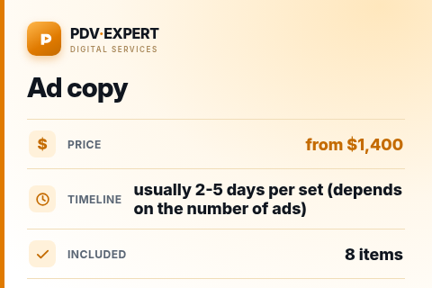 Ad copy — price, timeline & scope