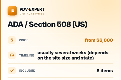 ADA / Section 508 (US) — price, timeline & scope