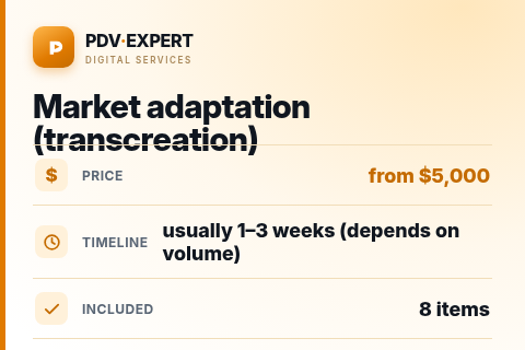 Market adaptation (transcreation) — price, timeline & scope