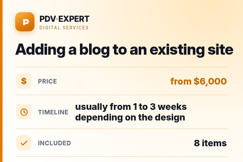 Adding a blog to an existing site — price, timeline & scope