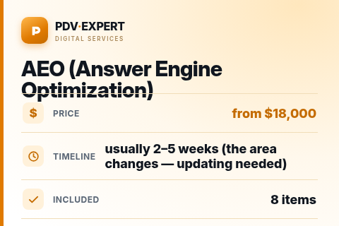 AEO (Answer Engine Optimization) — price, timeline & scope