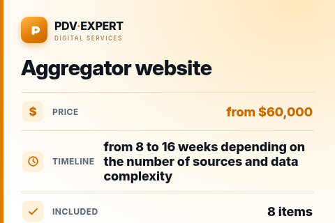 Aggregator website — price, timeline & scope