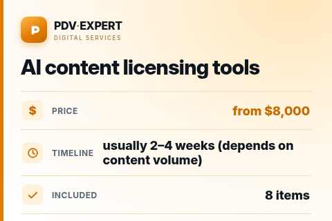 AI content licensing tools — price, timeline & scope