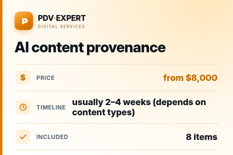 AI content provenance — price, timeline & scope