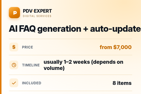AI FAQ generation + auto-update — price, timeline & scope