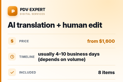 AI translation + human edit — price, timeline & scope