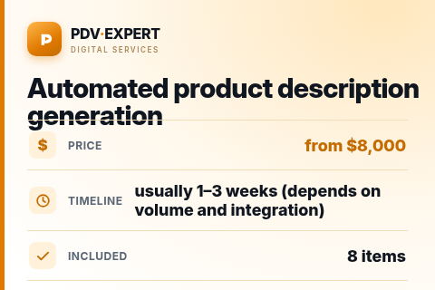 Automated product description generation — price, timeline & scope