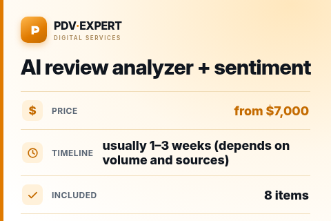 AI review analyzer + sentiment — price, timeline & scope