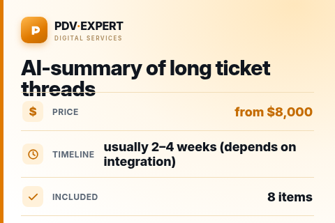 AI-summary of long ticket threads — price, timeline & scope
