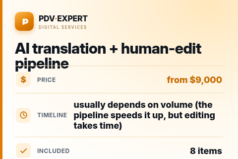 AI translation + human-edit pipeline — price, timeline & scope