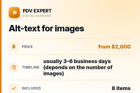 Alt-text for images — price, timeline & scope