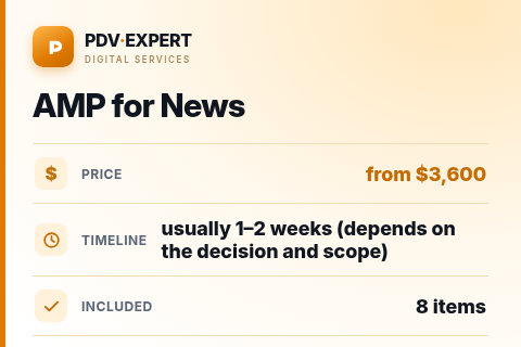 AMP for News — price, timeline & scope
