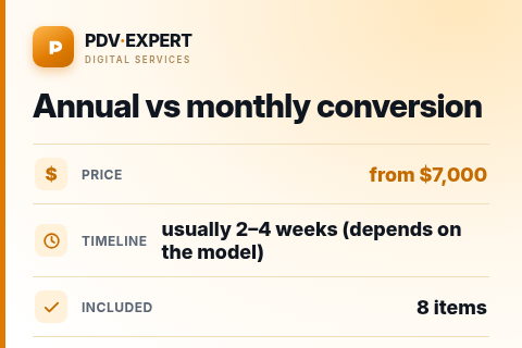 Annual vs monthly conversion — price, timeline & scope
