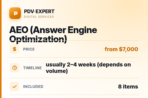 AEO (Answer Engine Optimization) — price, timeline & scope