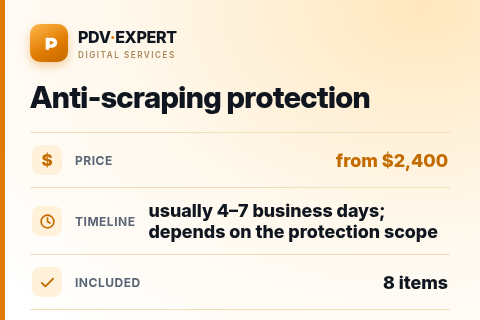 Anti-scraping protection — price, timeline & scope