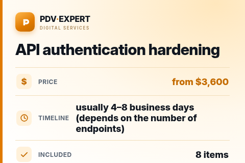 API authentication hardening — price, timeline & scope