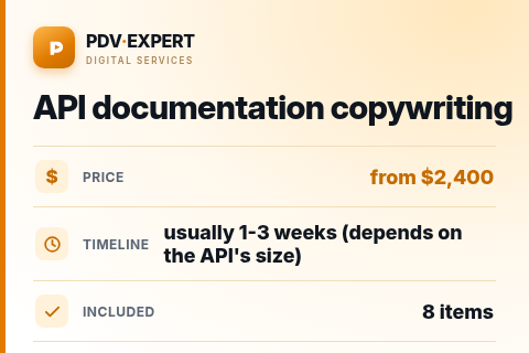 API documentation copywriting — price, timeline & scope