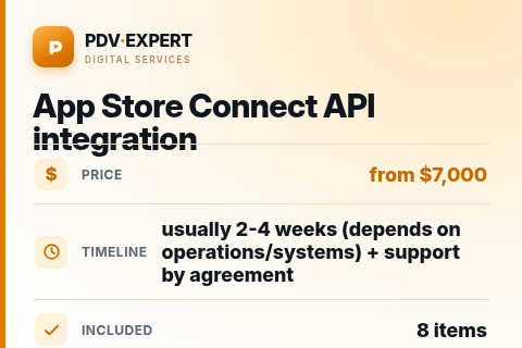 App Store Connect API integration — price, timeline & scope