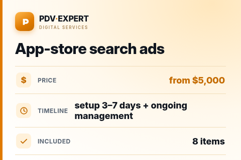 App-store search ads — price, timeline & scope