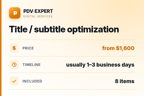 Title / subtitle optimization — price, timeline & scope