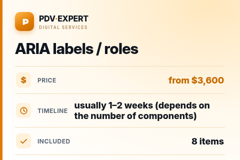 ARIA labels / roles — price, timeline & scope