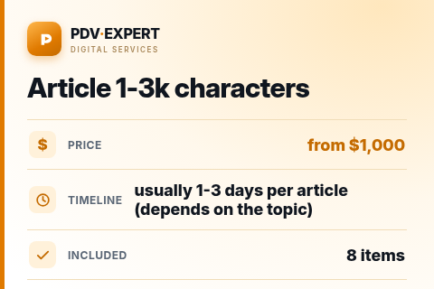 Article 1-3k characters — price, timeline & scope