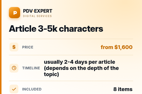 Article 3-5k characters — price, timeline & scope
