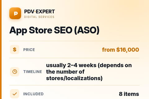 App Store SEO (ASO) — price, timeline & scope
