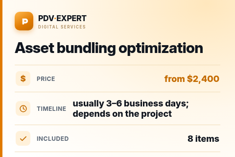 Asset bundling optimization — price, timeline & scope
