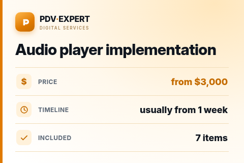 Audio player implementation — price, timeline & scope