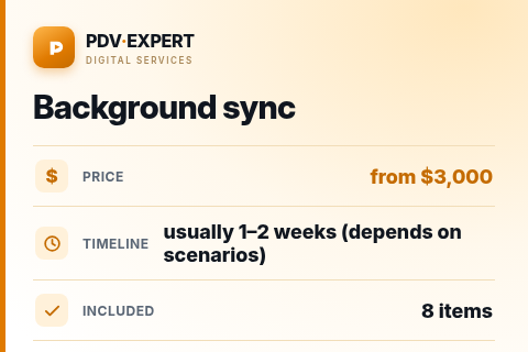 Background sync — price, timeline & scope