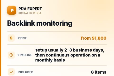 Backlink monitoring — price, timeline & scope