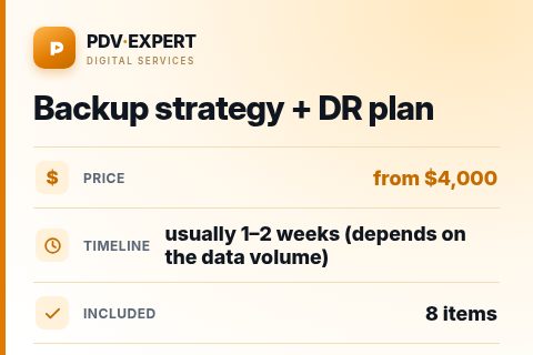 Backup strategy + DR plan — price, timeline & scope