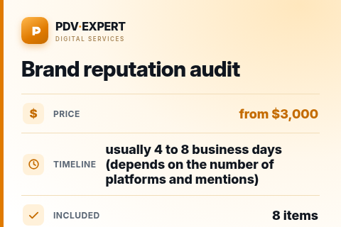 Brand reputation audit — price, timeline & scope