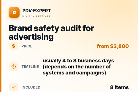 Brand safety audit for advertising — price, timeline & scope