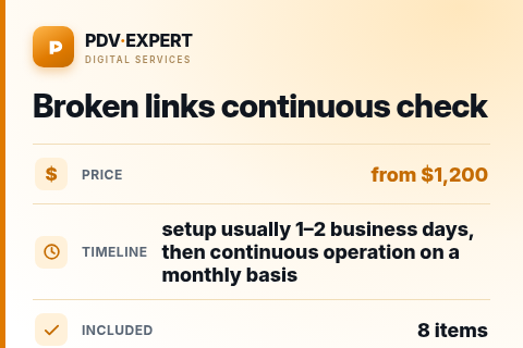 Broken links continuous check — price, timeline & scope