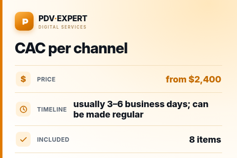CAC per channel — price, timeline & scope