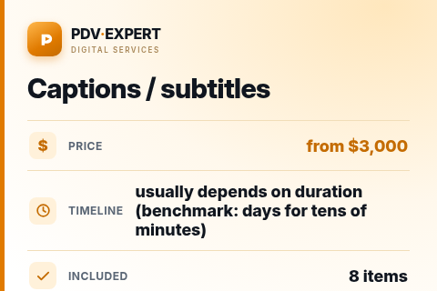 Captions / subtitles — price, timeline & scope