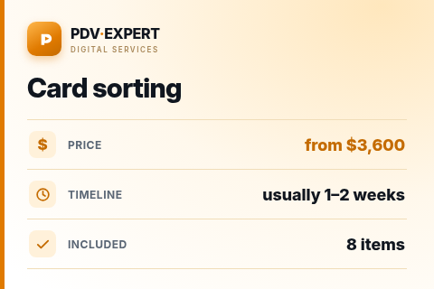 Card sorting — price, timeline & scope