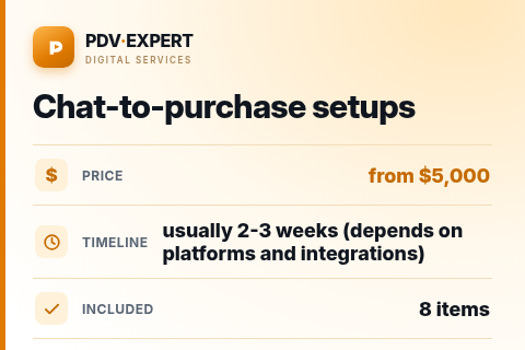 Chat-to-purchase setups — price, timeline & scope