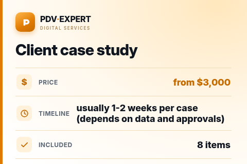 Client case study — price, timeline & scope