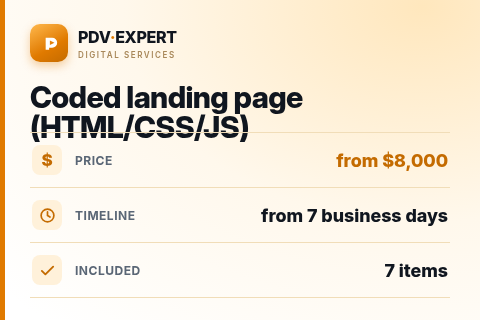 Coded landing page (HTML/CSS/JS) — price, timeline & scope