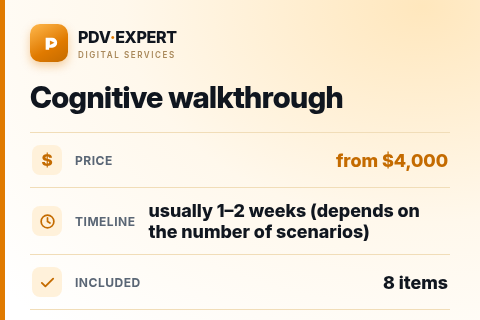 Cognitive walkthrough — price, timeline & scope